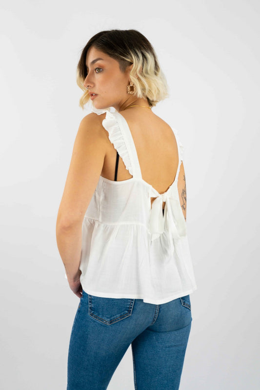 Blusa Similar Lino Con Amarra En Espalda