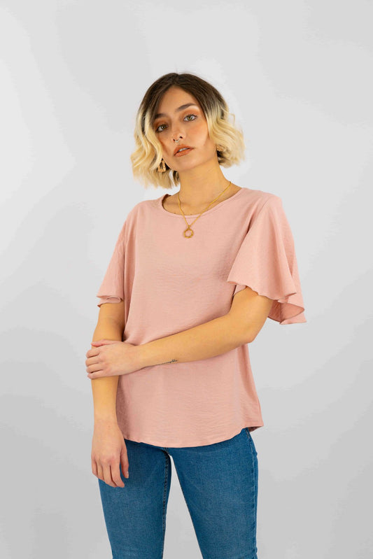 Blusa Tela Plana Mangas Anchas