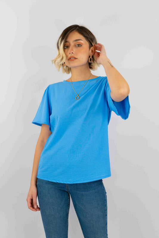 Blusa Tela Plana Con Abertura Y Amarra En Espalda